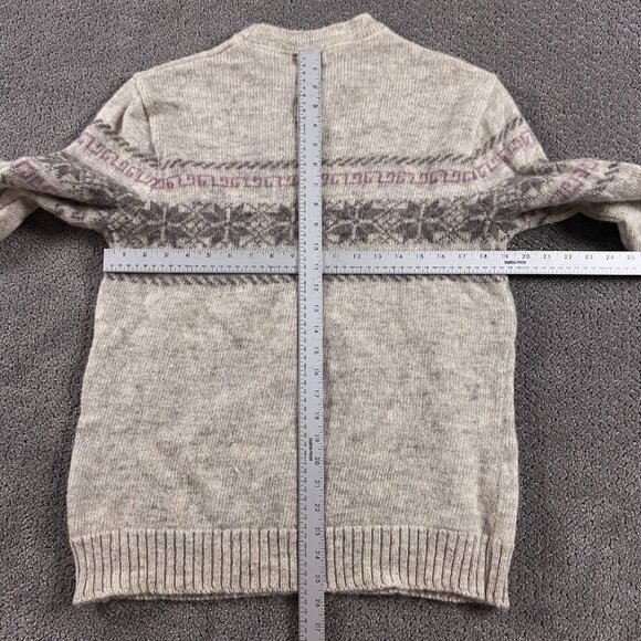 Vintage Tundra Canada Sweater Unisex Medium Women's Fair Isle Wool Beige Pink - Picture 5 of 7
